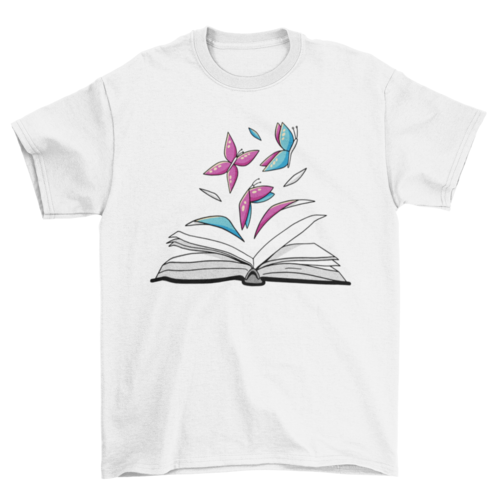 Butterflies in book t-shirt