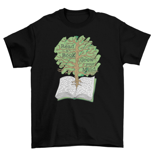 Tree growing in book t-shirt