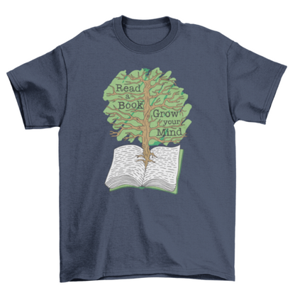 Tree growing in book t-shirt