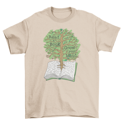 Tree growing in book t-shirt