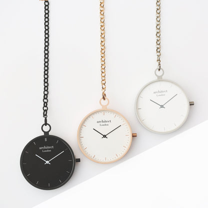 Modern Pocket Watch Black - Handwriting Engraving