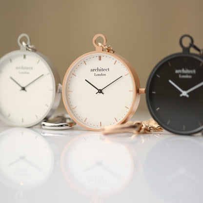 Modern Pocket Watch Rose Gold - Handwriting Engraving