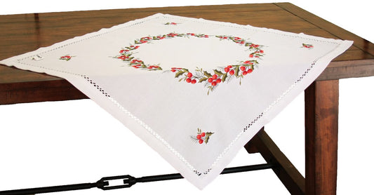 XD108059 Holly Berry Table Topper,36''x36''