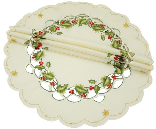 XD13188 Winter Berry Doilies, Set of 4