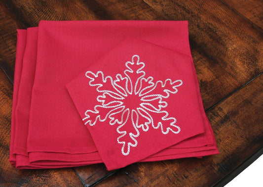 XD14103 Snowflake Napkins, 20''x20'', Set of 4