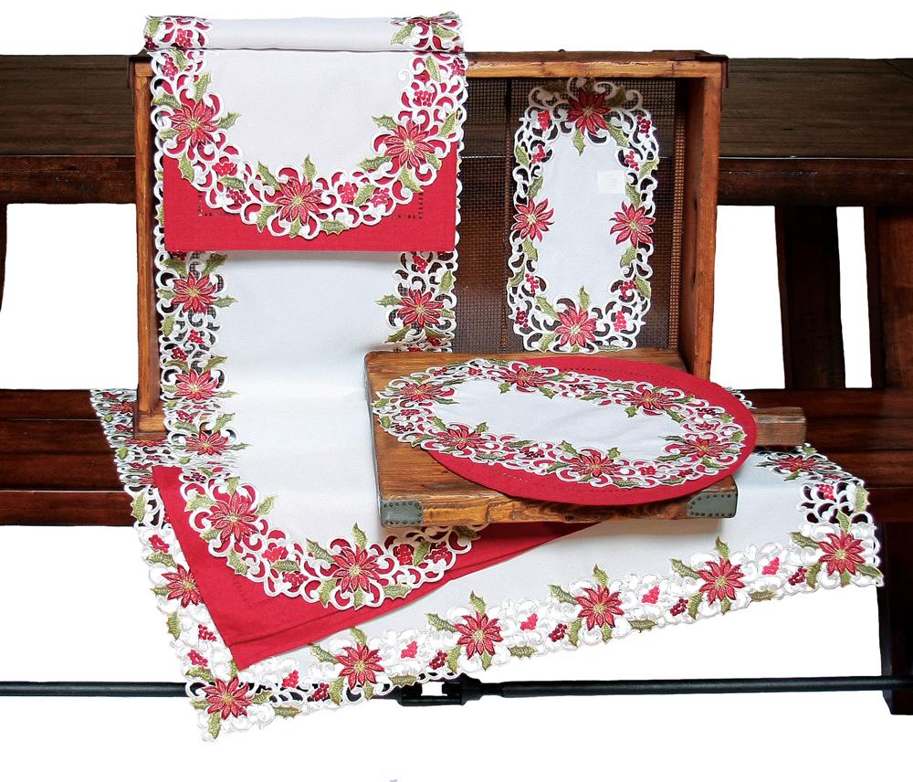 XD14782 Poinsettia Lace Table Runner