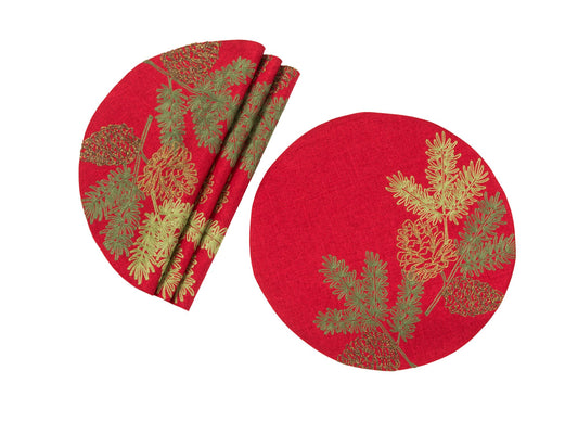 XD18901 Christmas Pine Tree Branches 16'' Placemats, Set of 4