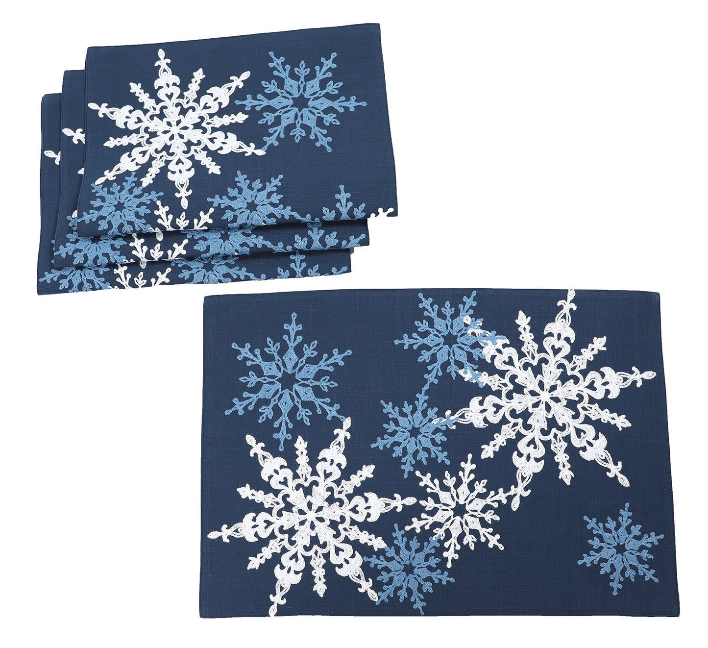 XD19802-Magical Snowflakes Crewel Embroidered Christmas Placemats 14