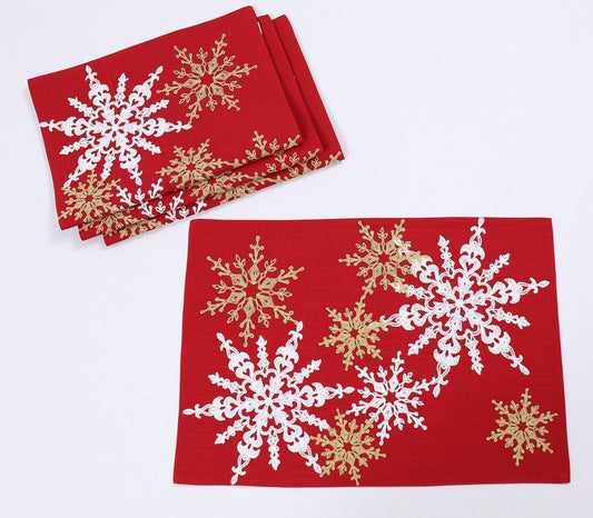 XD19802-Magical Snowflakes Crewel Embroidered Christmas Placemats 14