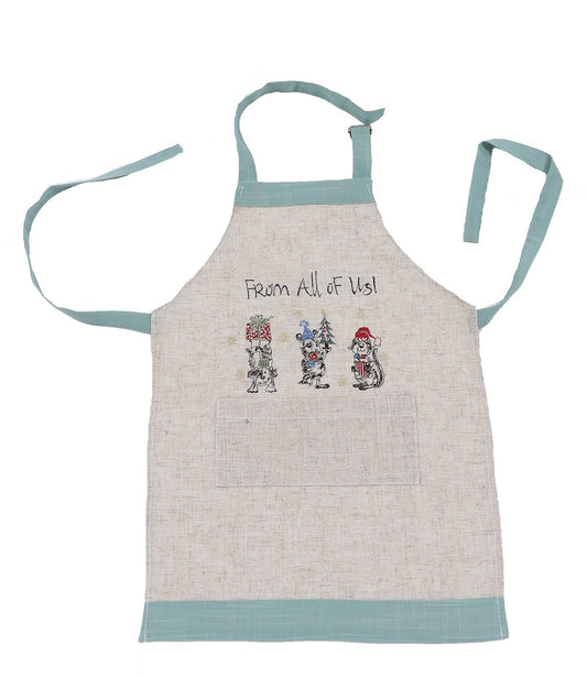 XD19813-Animal's Fun Holiday Party Embroidered Apron Adults Size 30 by