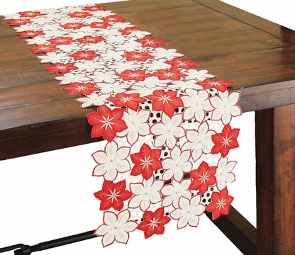 XD99022 Candy Cane Poinsettia Table Runner