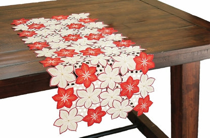 XD99022 Candy Cane Poinsettia Table Runner