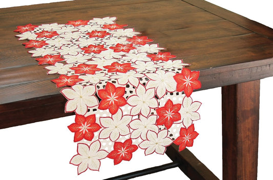 XD99022 Candy Cane Poinsettia Table Runner