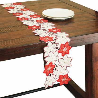 XD99022 Candy Cane Poinsettia Table Runner