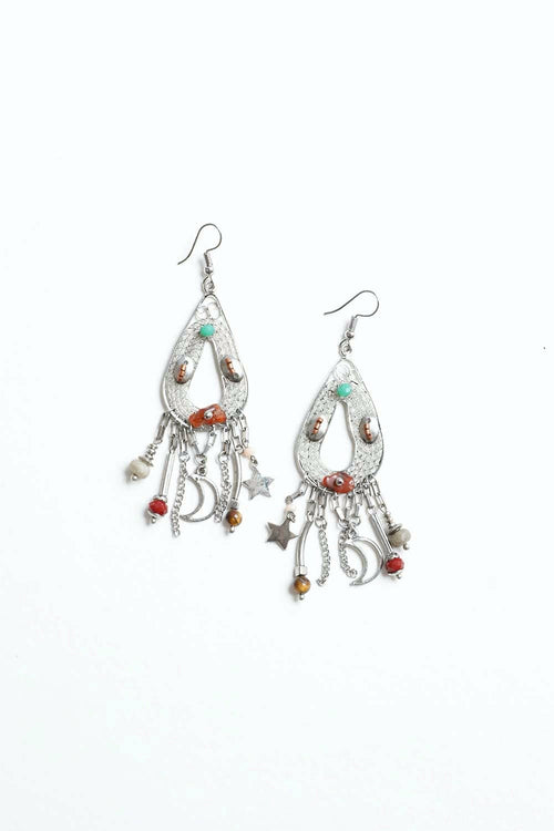 Carnelian Stones Beaded Earrings