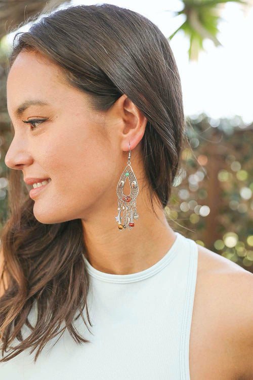 Carnelian Stones Beaded Earrings