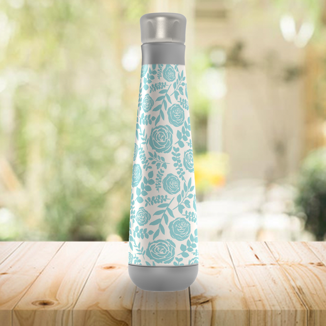 Baby Blue Floral Water Bottle