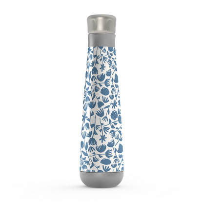 Light Blue Ink Floral Water Bottle