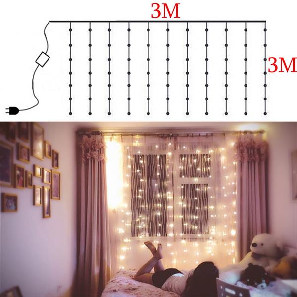 3M x 3M 300-LED Warm White Light Wedding Decoration String Light