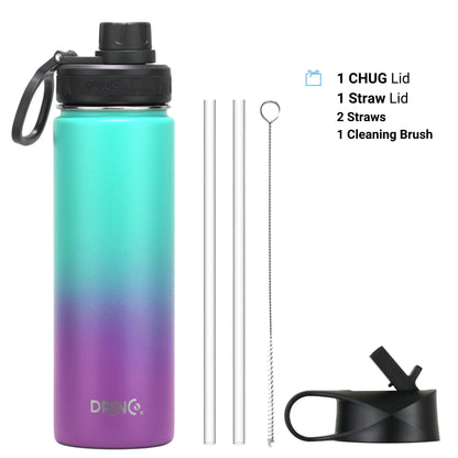 DRINCO® 22oz Stainless Steel Sport Water Bottle - Ombre Fuschia Teal