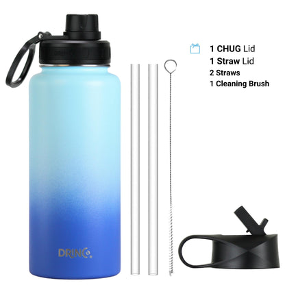 DRINCO® 32oz Stainless Steel Water Bottle -Morning Sky Blue