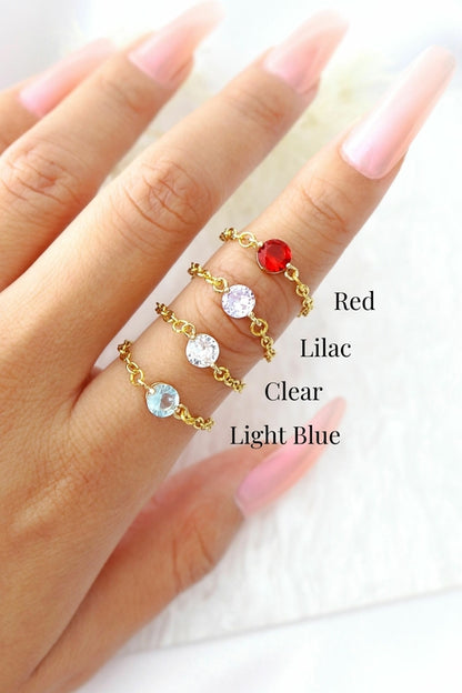 18K Tiny Rainbow Chain Ring