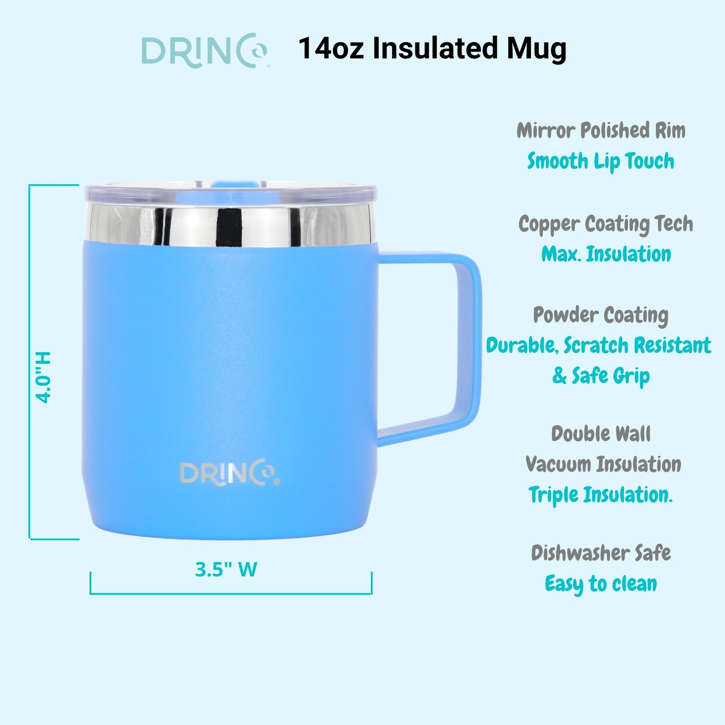 DRINCO® 14 oz Coffee Mug Vacuum Insulated Camping Mug Double Wall