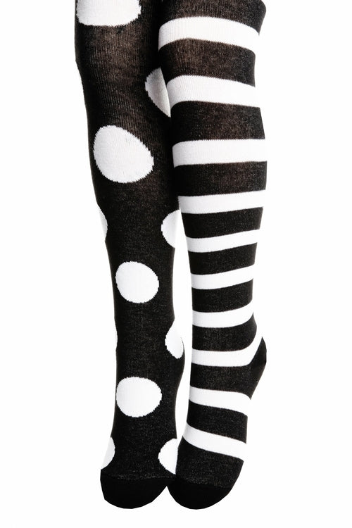 FUNNY DOTS black cotton tights for children