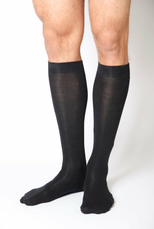 KRISS black cotton knee highs for men