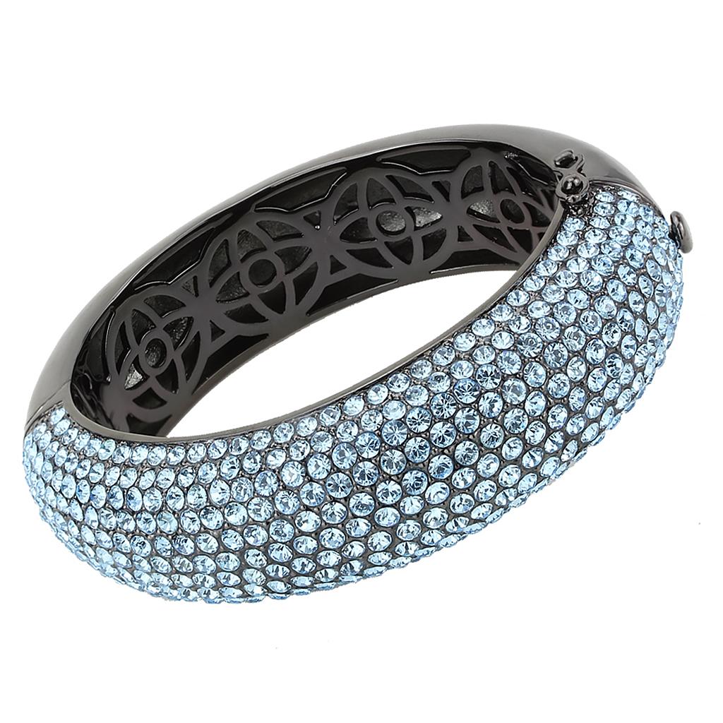 LO4305 - TIN Cobalt Black Brass Bangle with Top Grade Crystal  in Sea