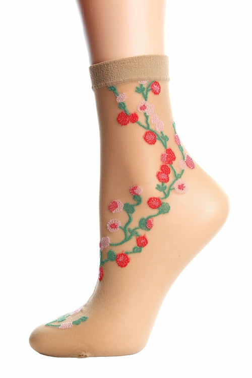 MARISSA sheer beige socks for women