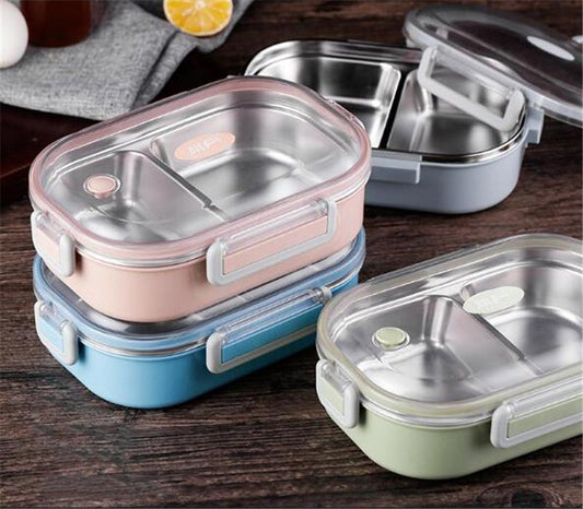 Stainless Steel Thermos Lunch Box for Kids Gray Bag Set Bento Box