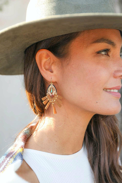 Suede Fringe Beaded Earrings