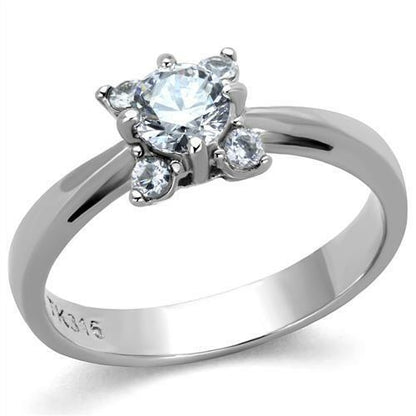 TK2172 - High polished (no plating) Stainless Steel Ring with AAA