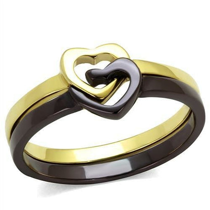 TK2548 - IP Gold & IP Dark Brown (IP coffee) Stainless Steel Ring with